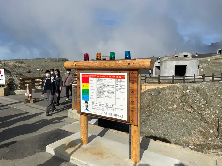 Aso volcanic gas warning sign