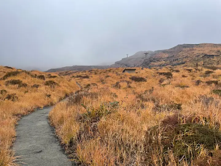 Pathway to Aso and Nakadake Crater viewpoint from Sensuiko parking 