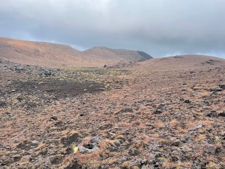 View along Aso area hiking trails, near Nakadake and Takadake peaks