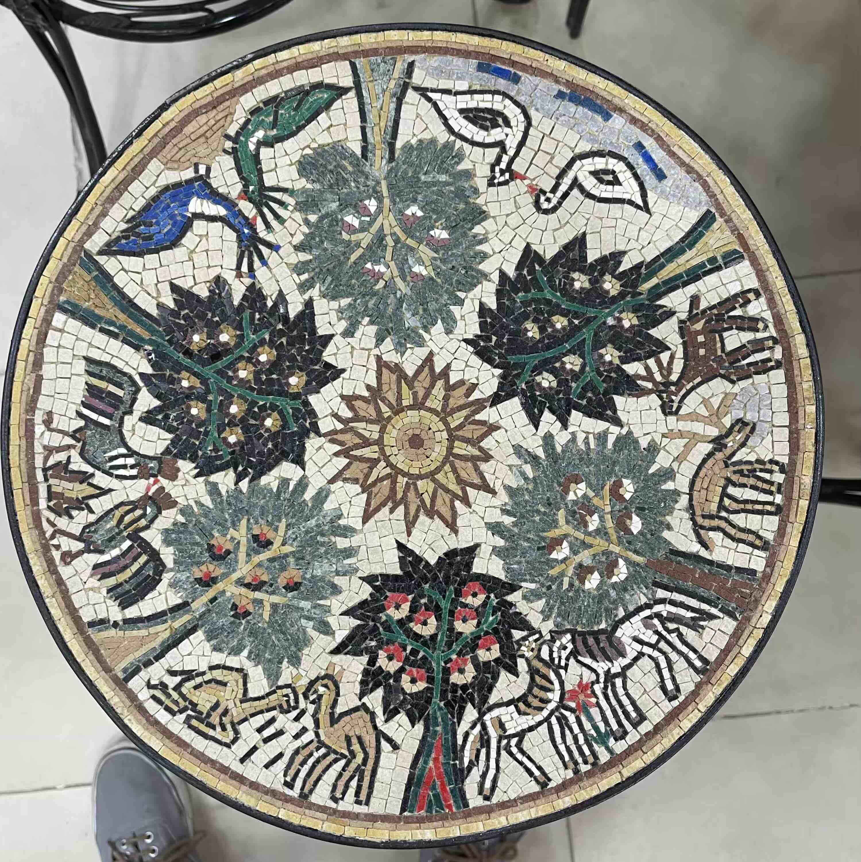 Outdoor table mosaic from Jordan