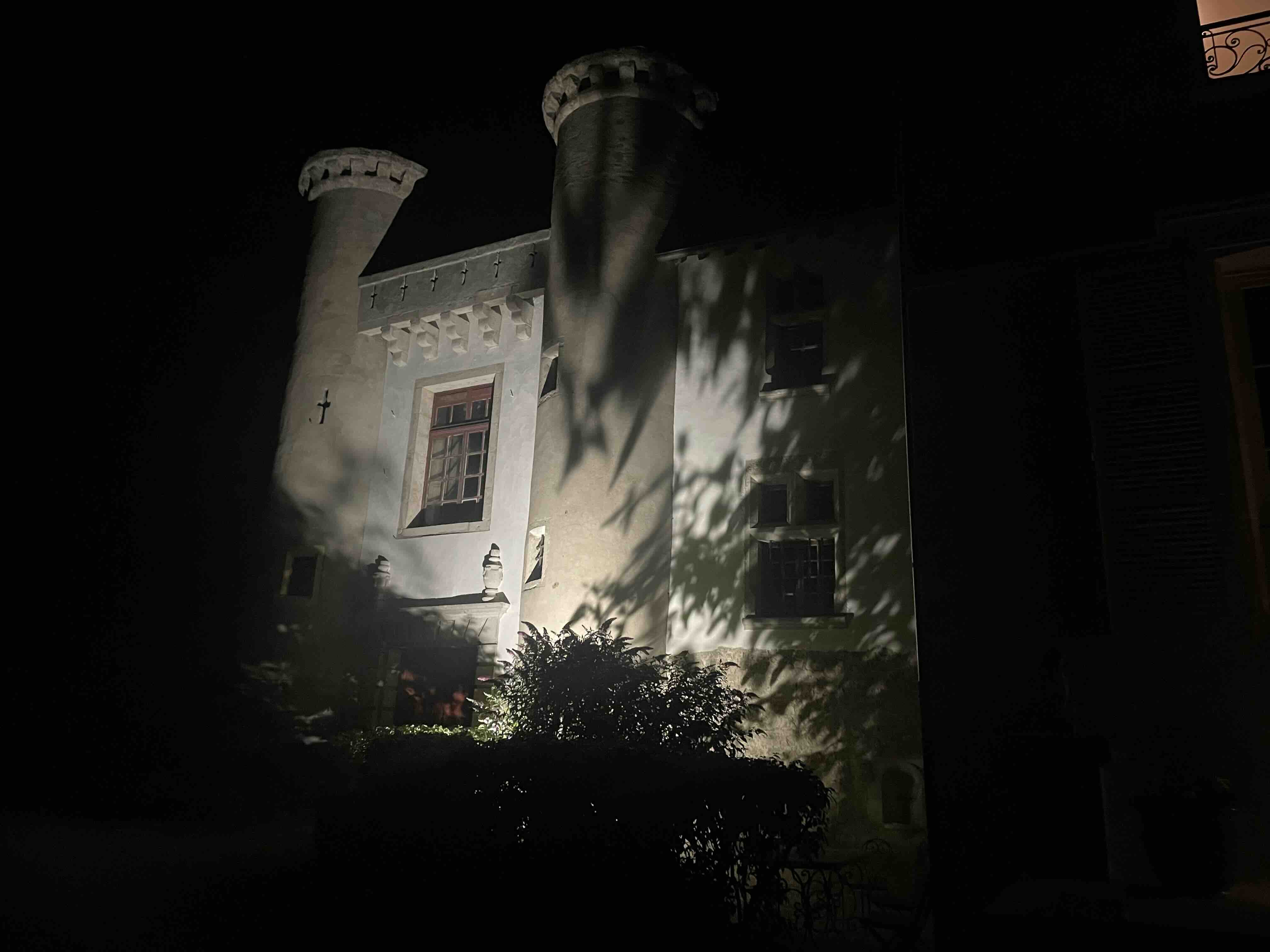 Chateau de Maillat at night
